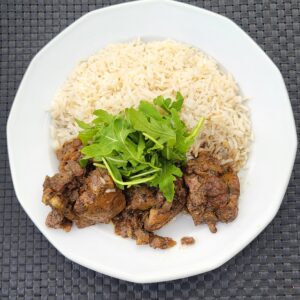 Hagymás csirkemáj basmati rizzsel