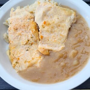 Almamártás rizzsel, párolt hússal