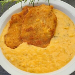 Tökfőzelék, rántott szelet