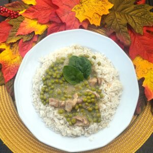 Zöldborsós ragu rizzsel