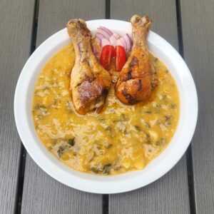 Kelkáposztafőzelék, sült csirkecomb